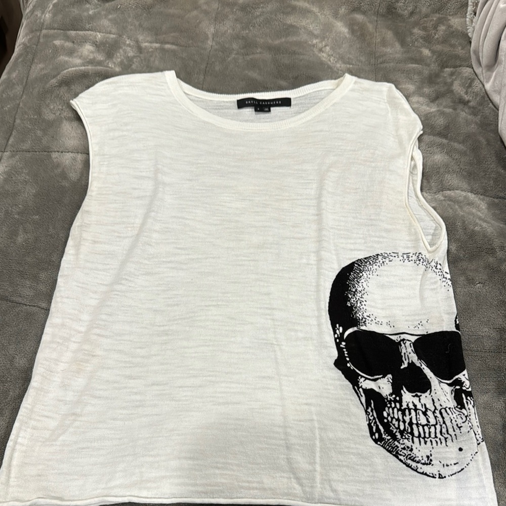 AllSaints White Skull Graphic Tank Top